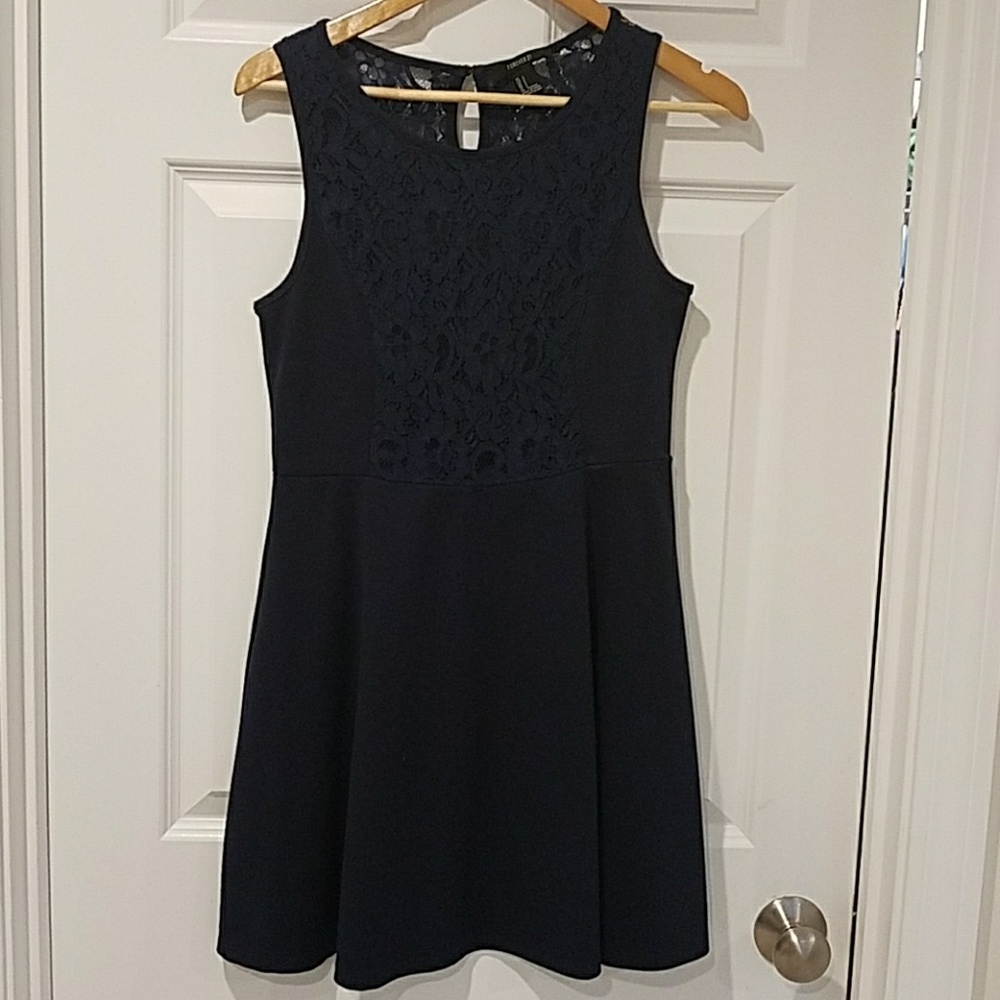 Structured blue forever 21 dress seethrew back